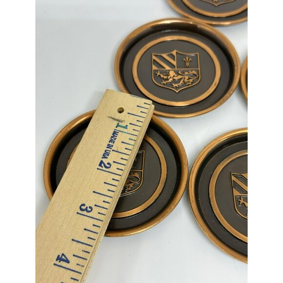 VTG Hyde Park Coaster Set 8 Monogrammed Copper Coat of Arms Barware Arms-Crest - Picture 8 of 10